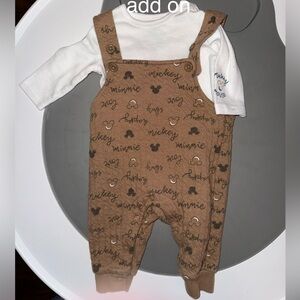 Disney Tan Overalls with White Shirt